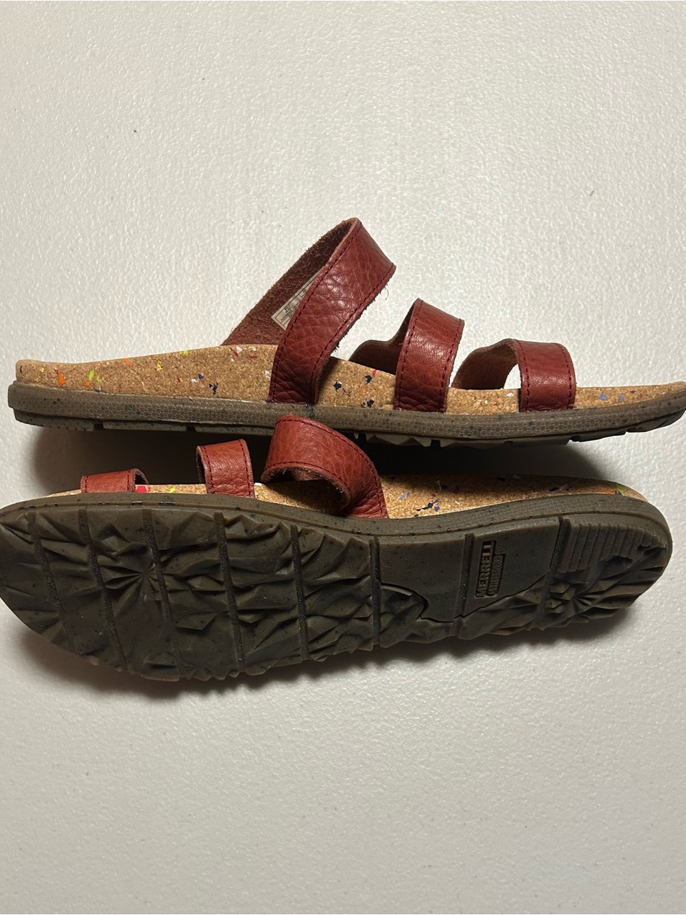Merrell Women’s Brown Strappy Cork-Style Slide Sandals - NWOT - Size 8 - Picture 3 of 5